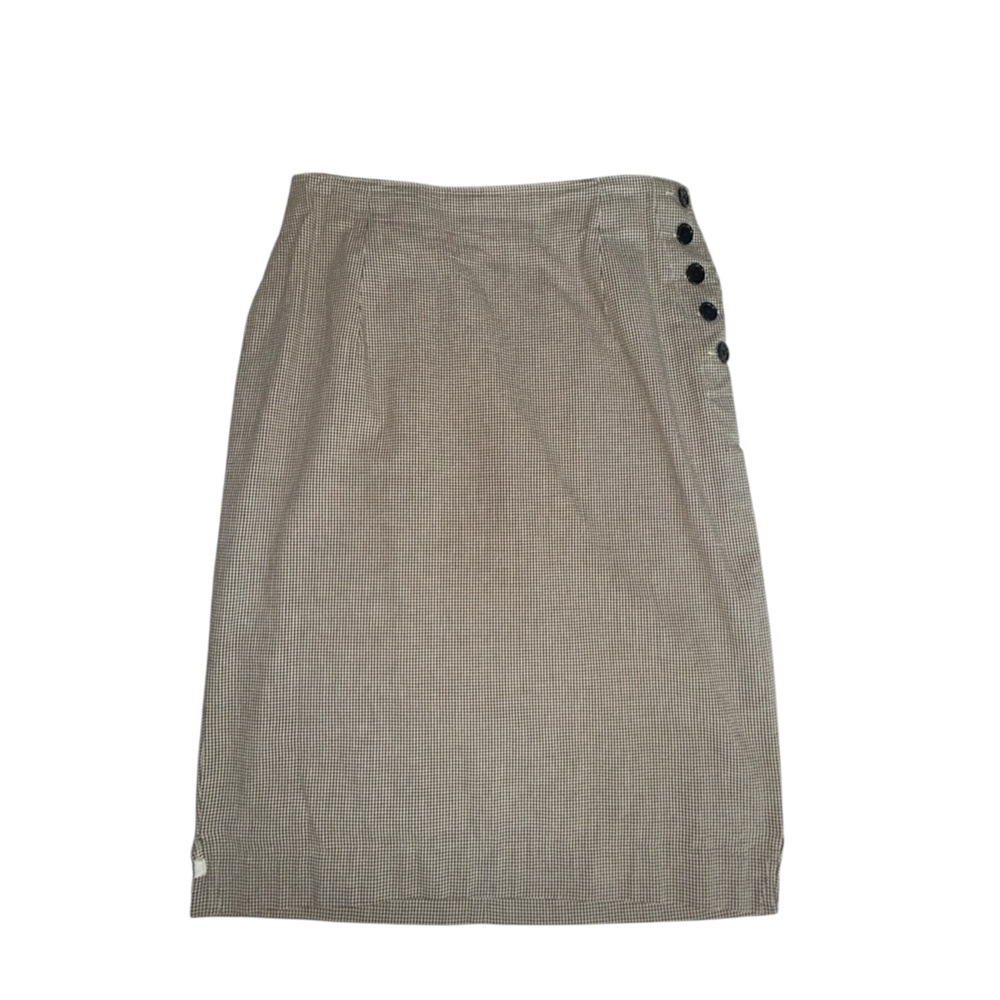 Vintage Lightweight Ralph Lauren Elegant Tan Plaid Penci Skirt w/ Button Detail